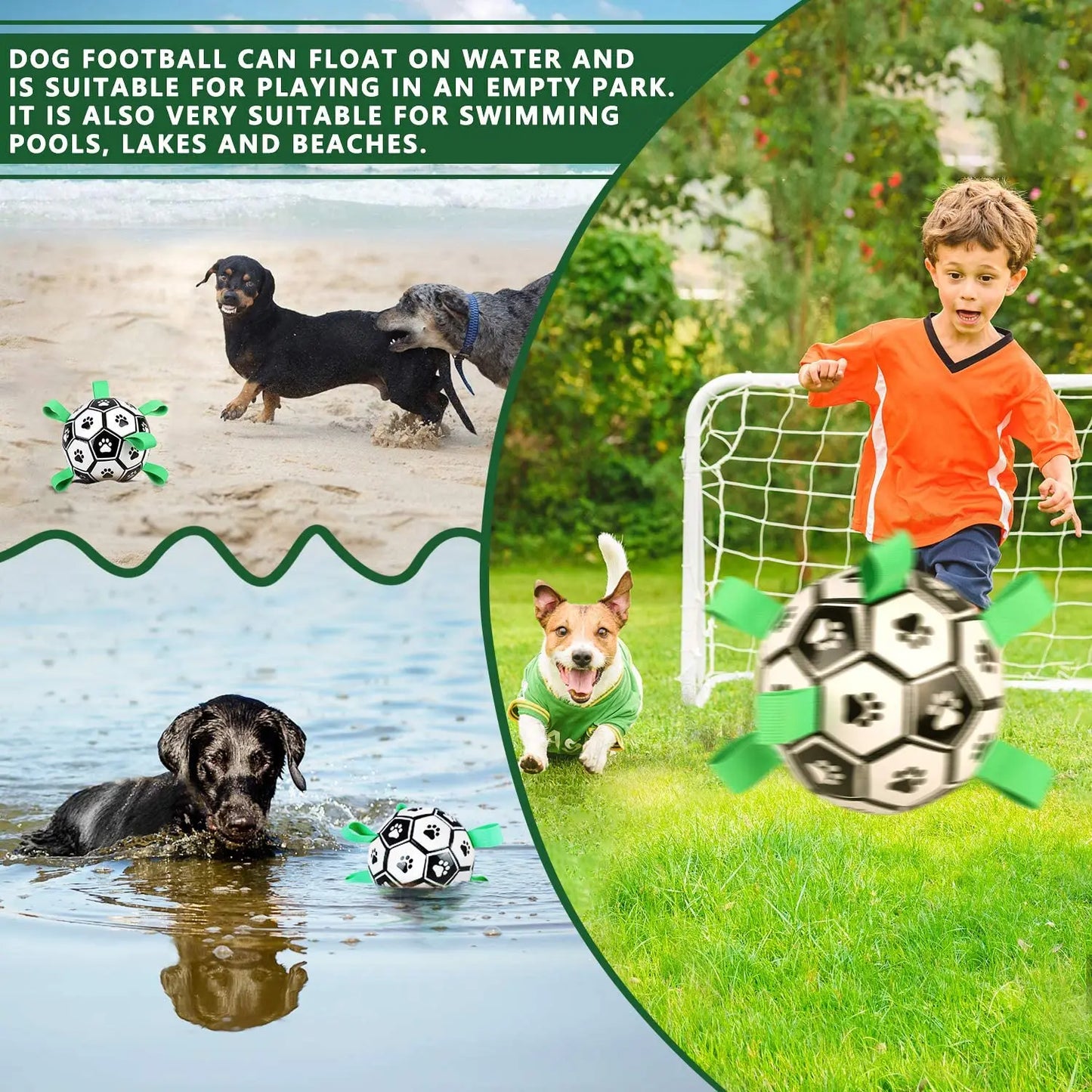 Dog football with handholds